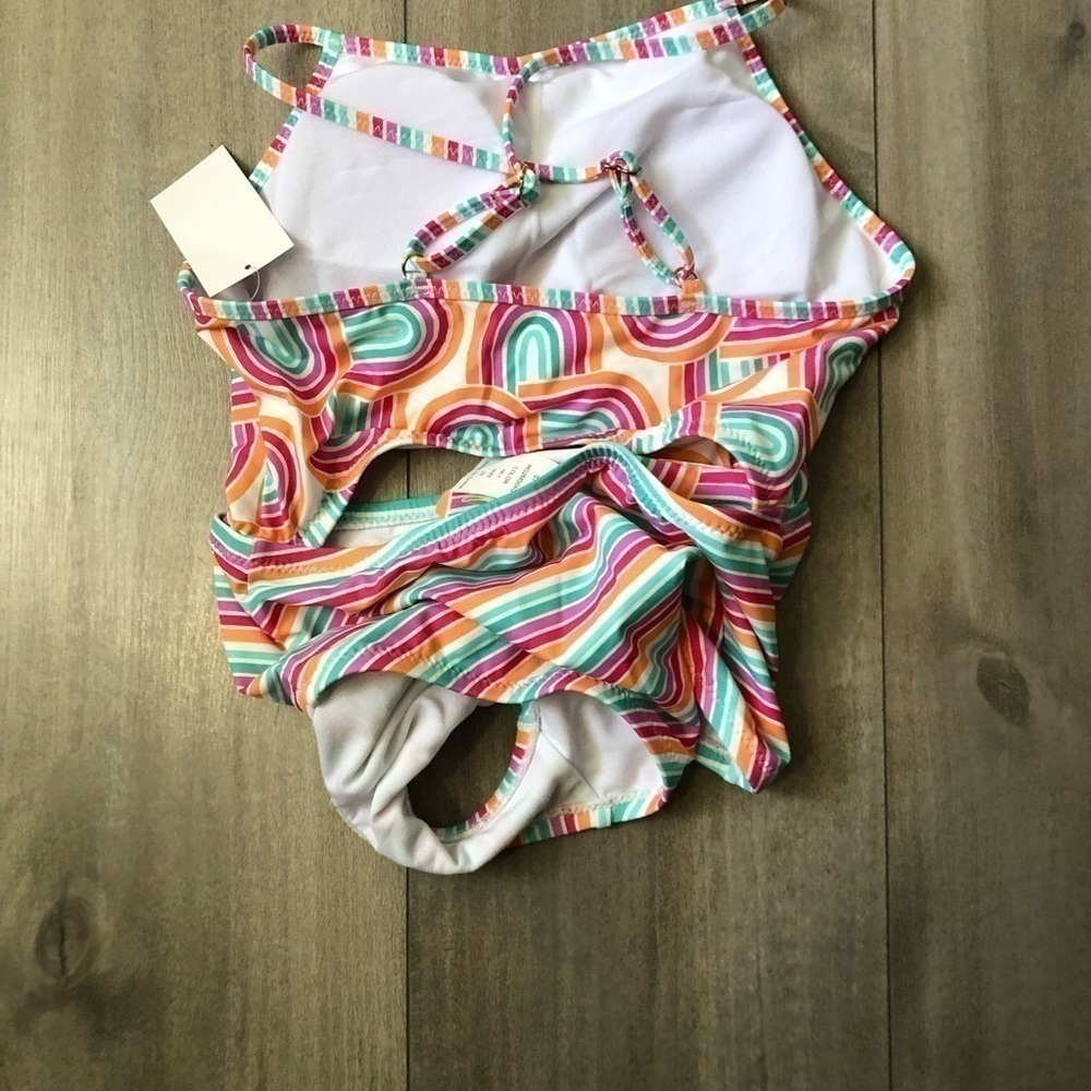 Hobie Rainbows Striped Pink One Piece Swimsuit 10 - Picture 7 of 8
